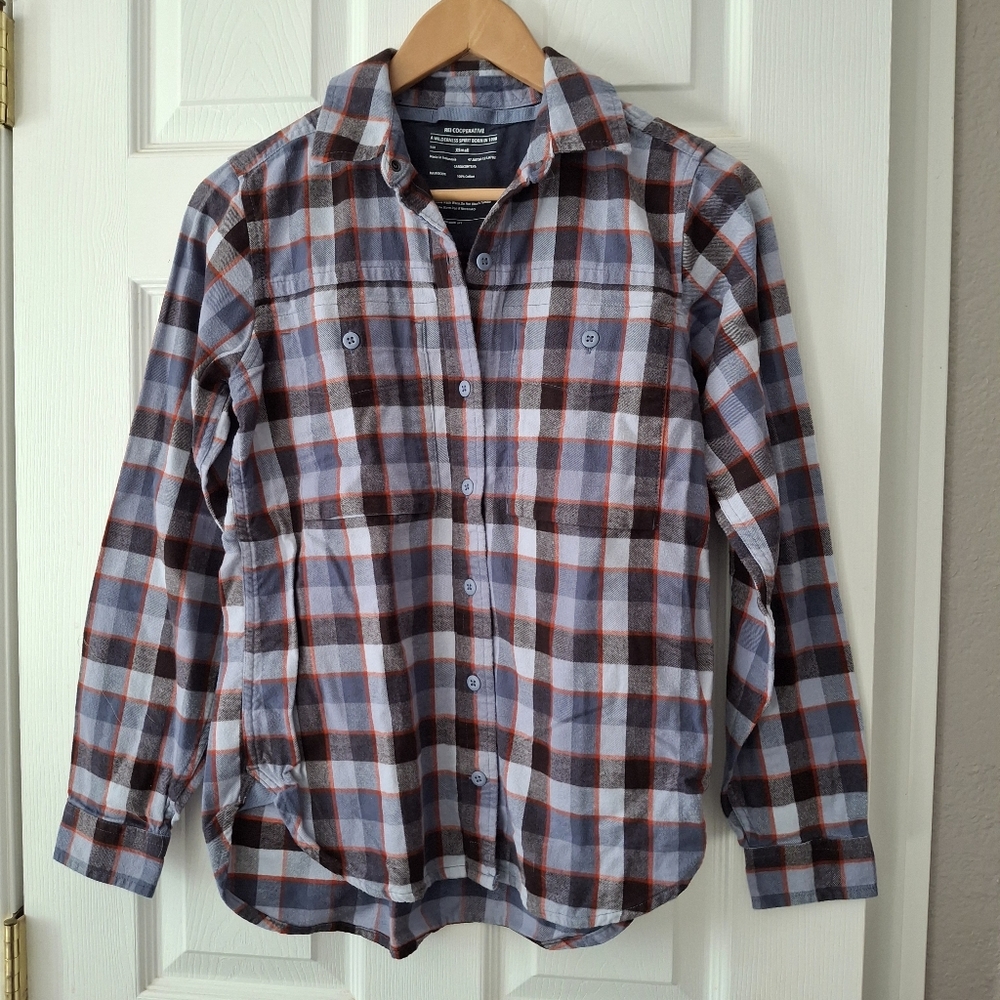 REI Shirt Womens Colorful Plaid Flannel Long Sleeve Button Up Cooperative XSmall